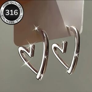 Chicwish Silver Stainless Steal Heart Earrings